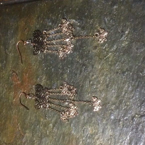 Gold long butterfly earrings❤️ - Picture 4 of 6